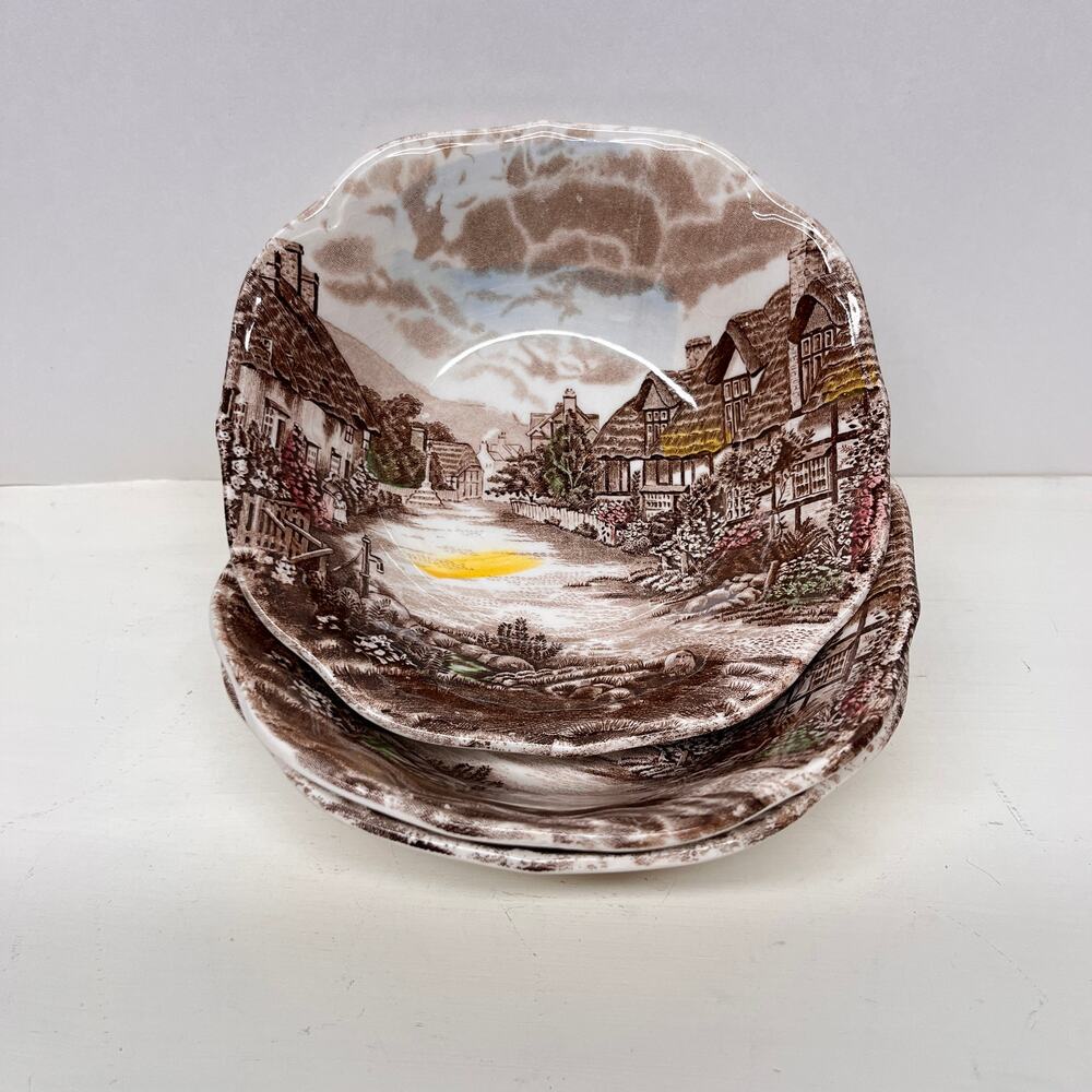 Vintage Johnson Bros Multicolor Olde English Countryside Bowls FLAW